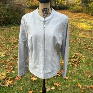 New Alfani Vegan / Non Leather very light grey Zippered Jacket size Large